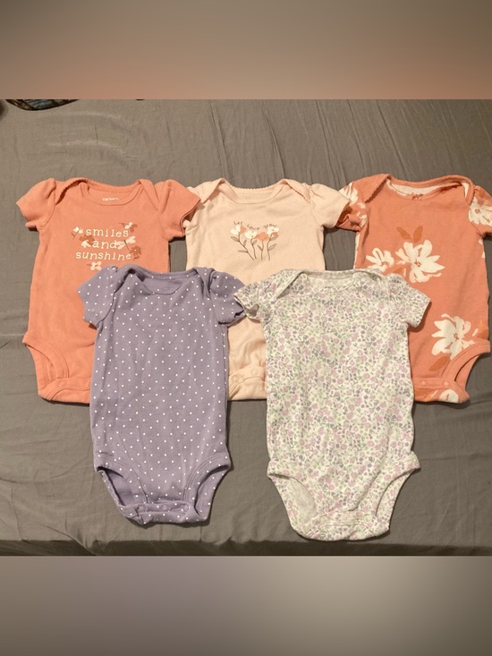 Carter's Other - Carter's set of 5 Peach, Lavender Floral Baby One-Piece Bodysuit Set NWOT